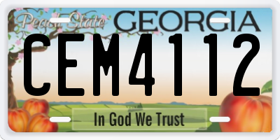 GA license plate CEM4112