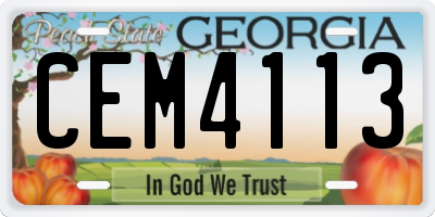 GA license plate CEM4113