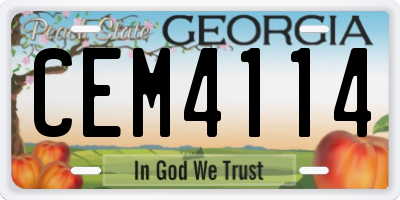 GA license plate CEM4114