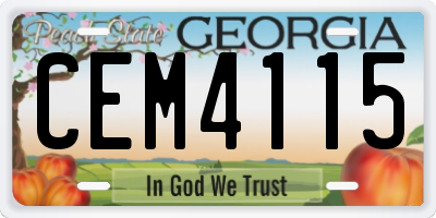 GA license plate CEM4115