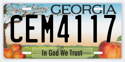 GA license plate CEM4117