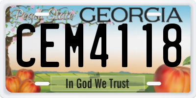 GA license plate CEM4118
