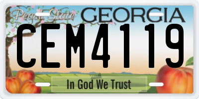 GA license plate CEM4119