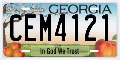GA license plate CEM4121