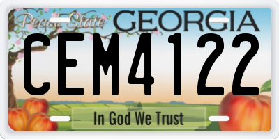 GA license plate CEM4122