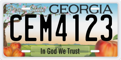 GA license plate CEM4123