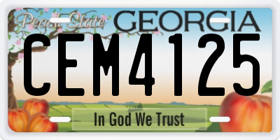 GA license plate CEM4125