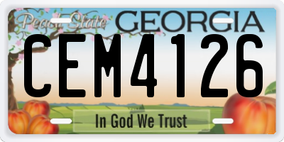 GA license plate CEM4126