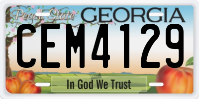 GA license plate CEM4129
