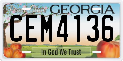 GA license plate CEM4136