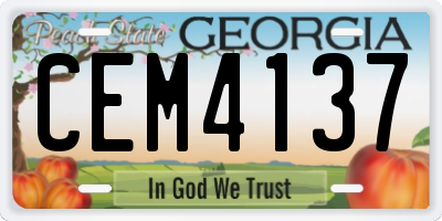 GA license plate CEM4137