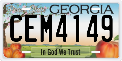 GA license plate CEM4149