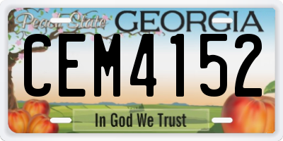 GA license plate CEM4152