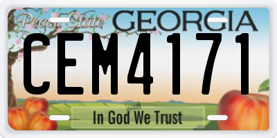 GA license plate CEM4171
