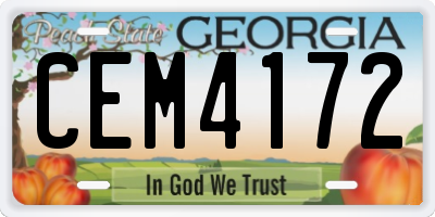 GA license plate CEM4172