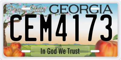 GA license plate CEM4173