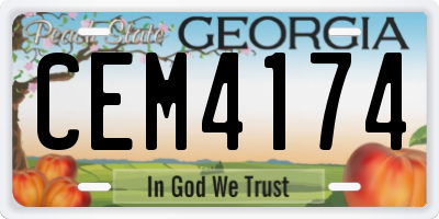 GA license plate CEM4174