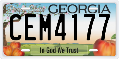 GA license plate CEM4177