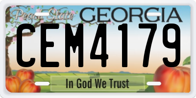 GA license plate CEM4179