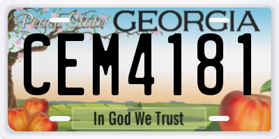 GA license plate CEM4181