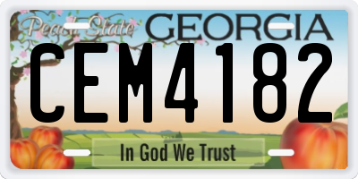 GA license plate CEM4182