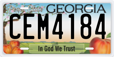 GA license plate CEM4184