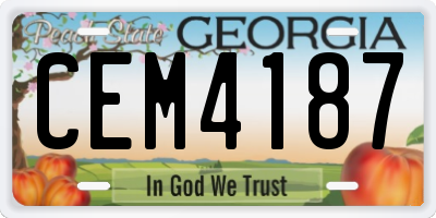 GA license plate CEM4187