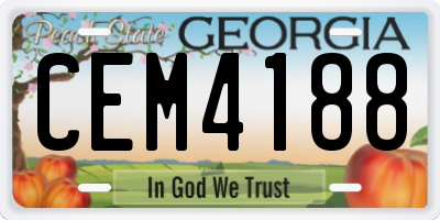 GA license plate CEM4188