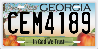 GA license plate CEM4189