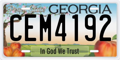 GA license plate CEM4192