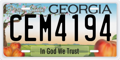 GA license plate CEM4194
