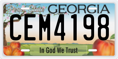 GA license plate CEM4198