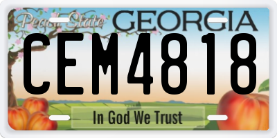 GA license plate CEM4818