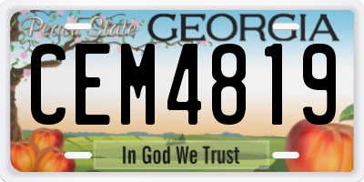 GA license plate CEM4819