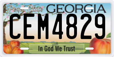 GA license plate CEM4829