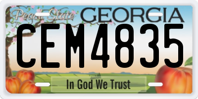 GA license plate CEM4835