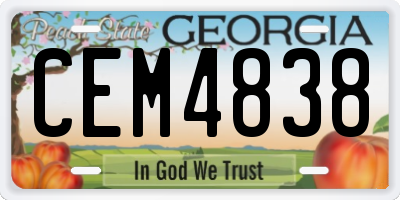 GA license plate CEM4838