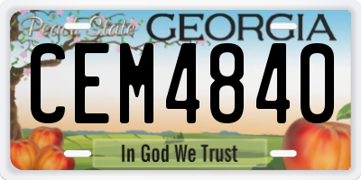 GA license plate CEM4840