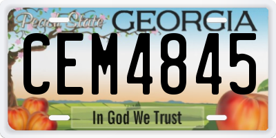 GA license plate CEM4845