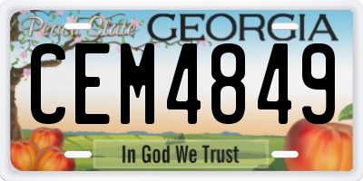 GA license plate CEM4849