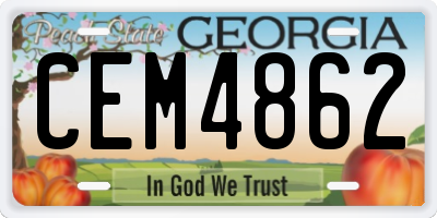 GA license plate CEM4862