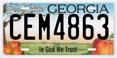 GA license plate CEM4863