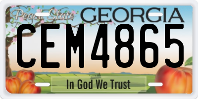 GA license plate CEM4865