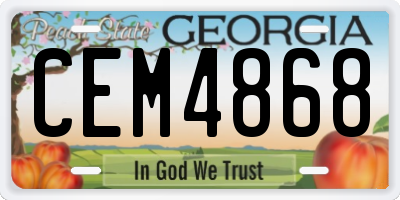 GA license plate CEM4868
