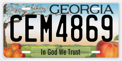 GA license plate CEM4869