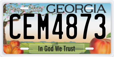 GA license plate CEM4873