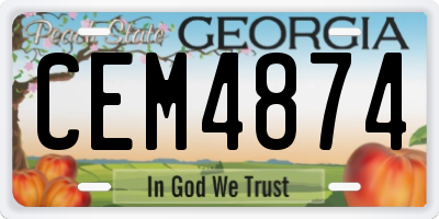 GA license plate CEM4874