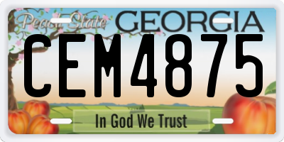 GA license plate CEM4875
