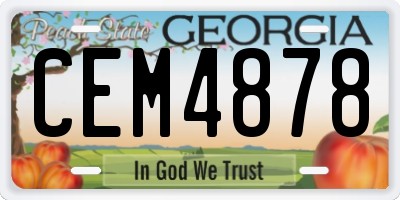 GA license plate CEM4878