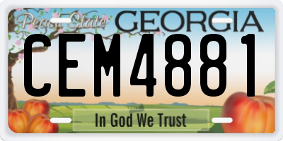 GA license plate CEM4881